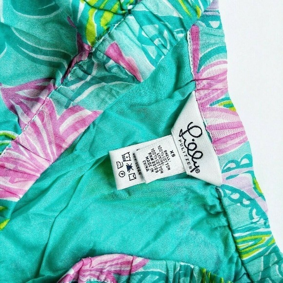 Lilly Pulitzer XS Cotton Twirl Floral Teal Skirt - Picture 3 of 4